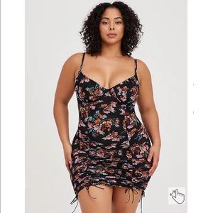 Torrid BLACK FLORAL MESH DRAWSTRING CHEMISE NWT